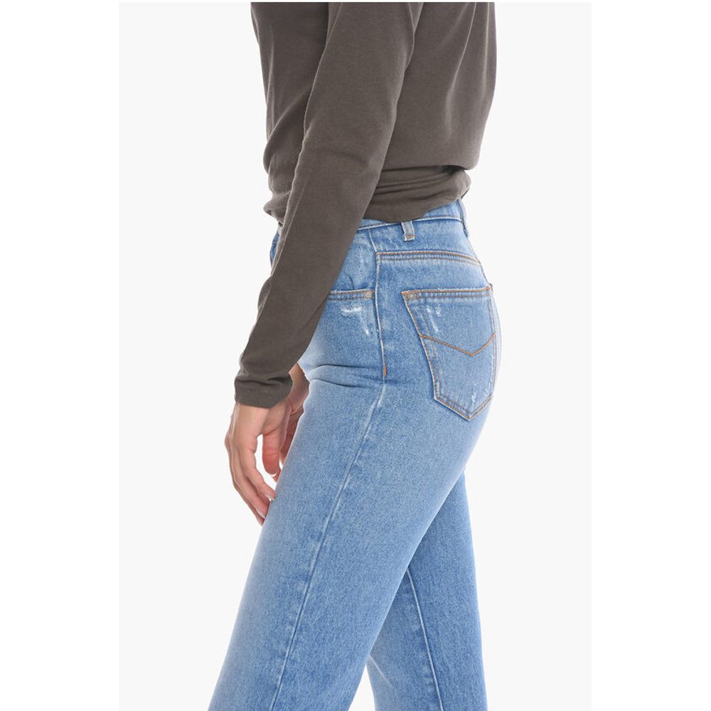 Ermanno Scervino Cotton Mom Fit Cuffed Denims 16cm