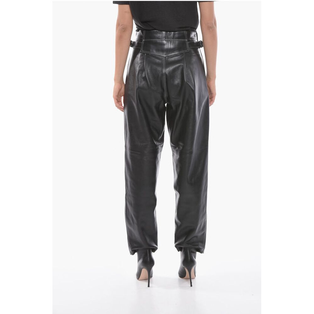 The Mannei Leather SHOBAK High-waisted Pants with Single Pleat
