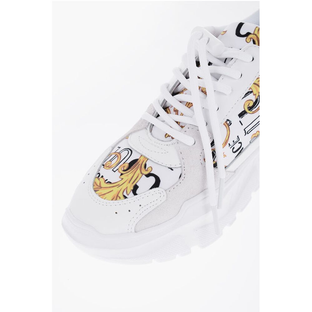 Versace JEANS COUTURE Baroque Motif Sneakers with Suede Details 7cm