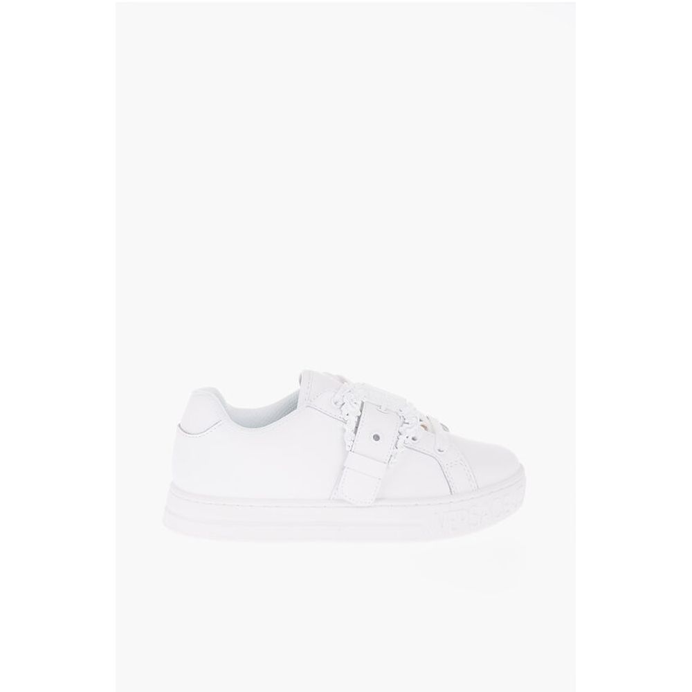 Versace JEANS COUTURE Leather Low-Top Sneakers with Maxi Decorative