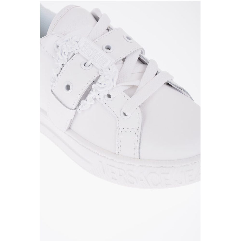 Versace JEANS COUTURE Leather Low-Top Sneakers with Maxi Decorative