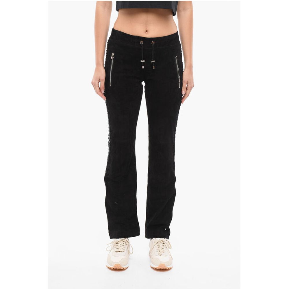 Philipp Plein Suede TOO GOOD Sweatpants with Crystals