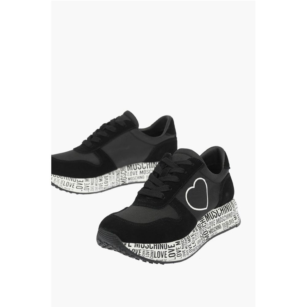 Moschino LOVE suede leather and fabric sneakers with logoed sole
