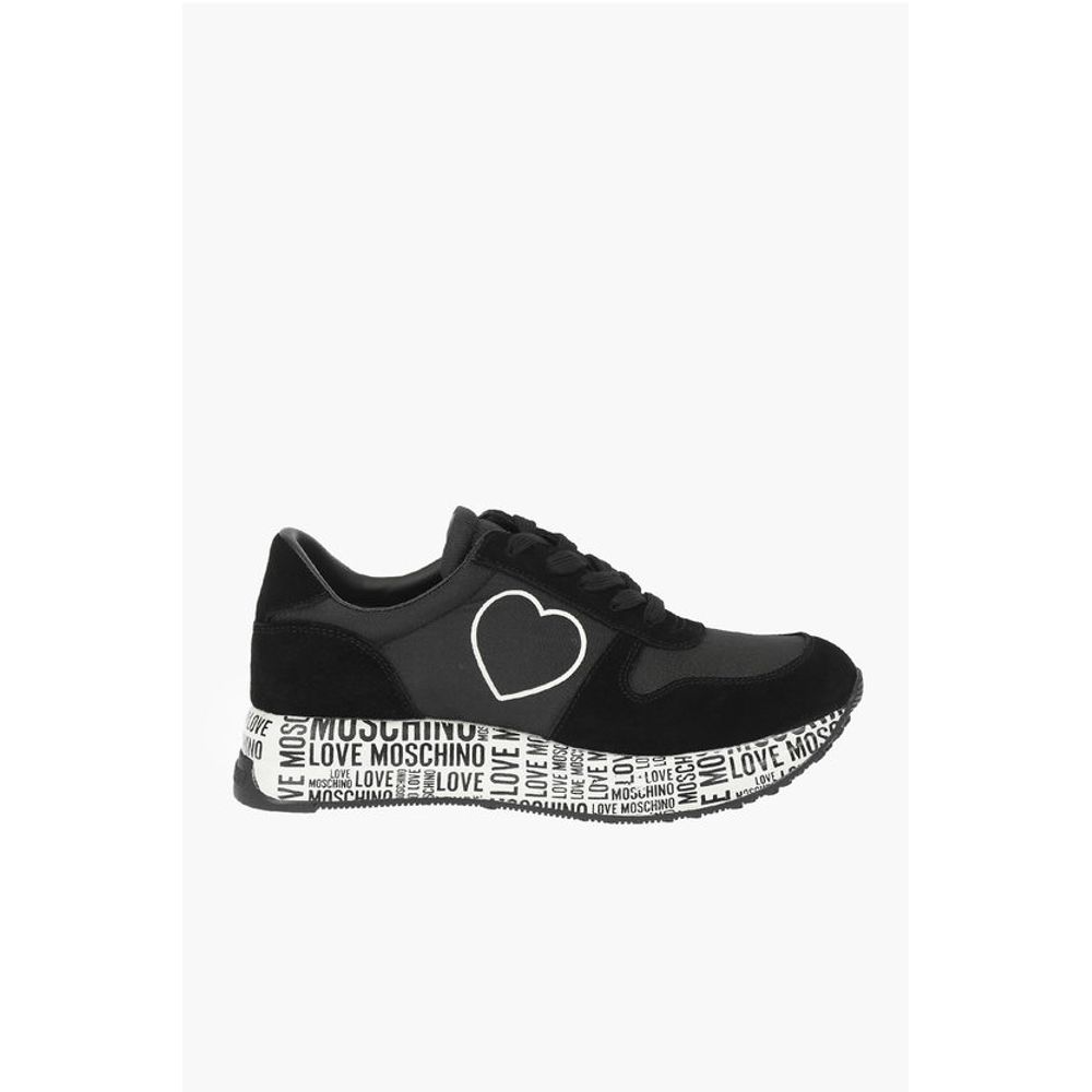 Moschino LOVE suede leather and fabric sneakers with logoed sole