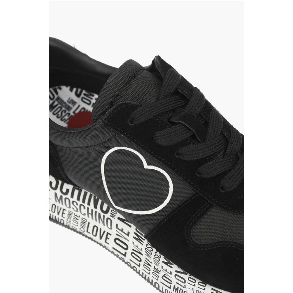 Moschino LOVE suede leather and fabric sneakers with logoed sole