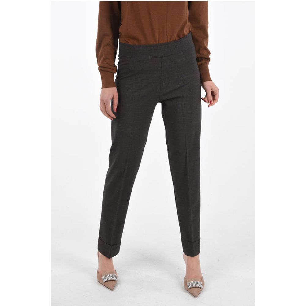 Avenue Montaigne district check cuffed hem trousers
