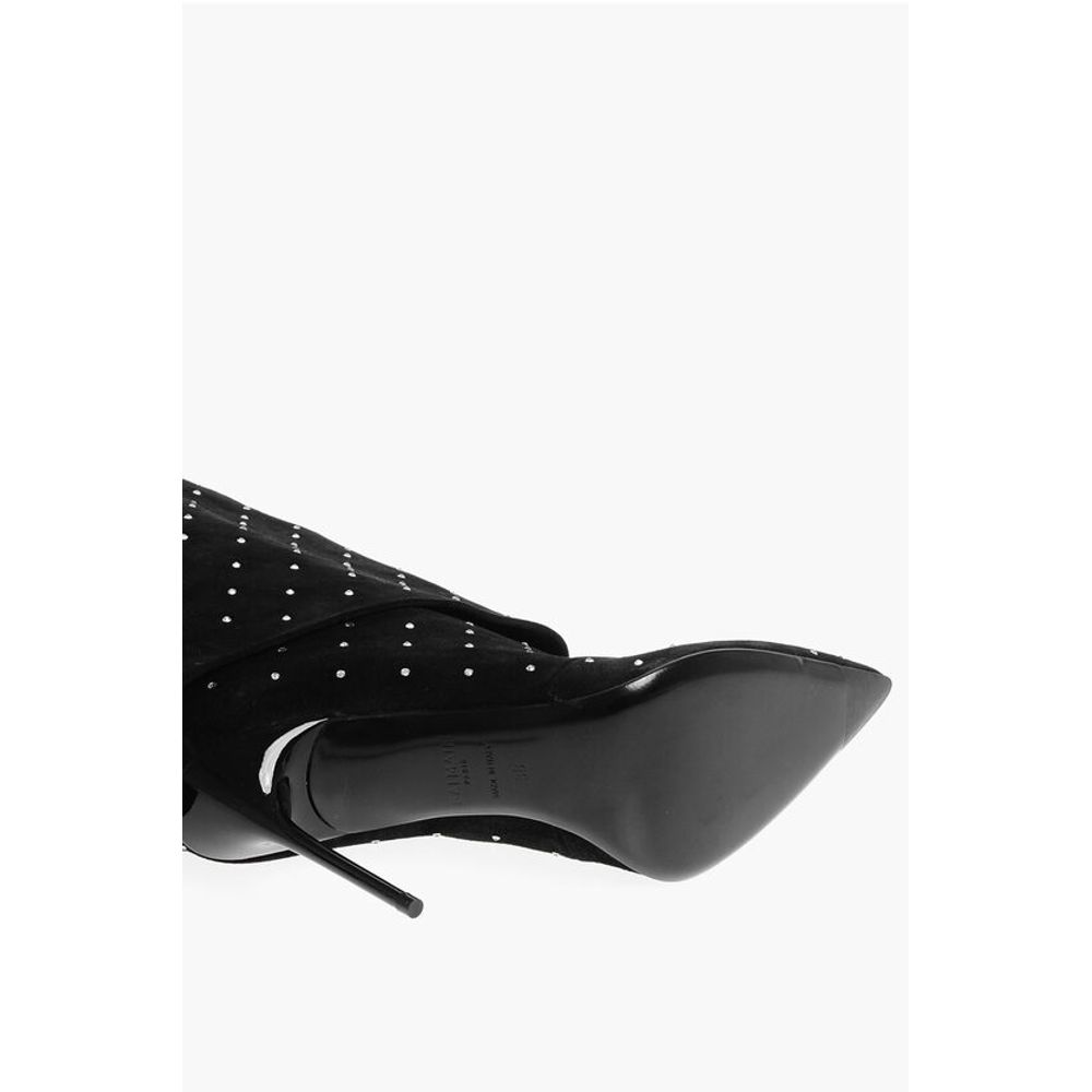 Balmain Suede ARIEL Boots with Rhinestoned Detail