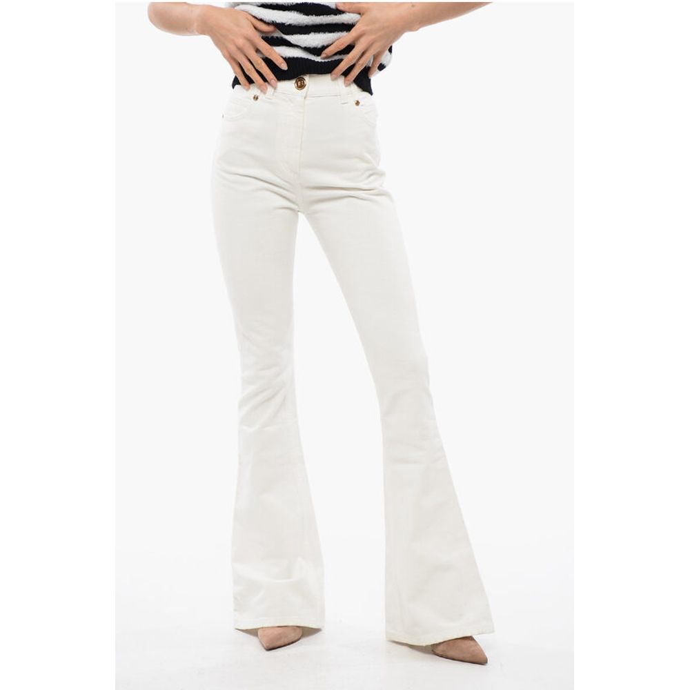 Balmain Flared-leg Denims with Jewel Buttons