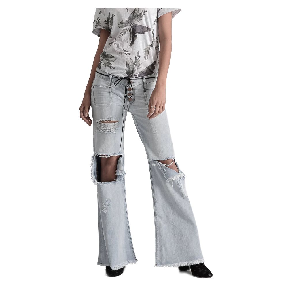 One Teaspoon Light Blue Cotton Women's Flared Jeans