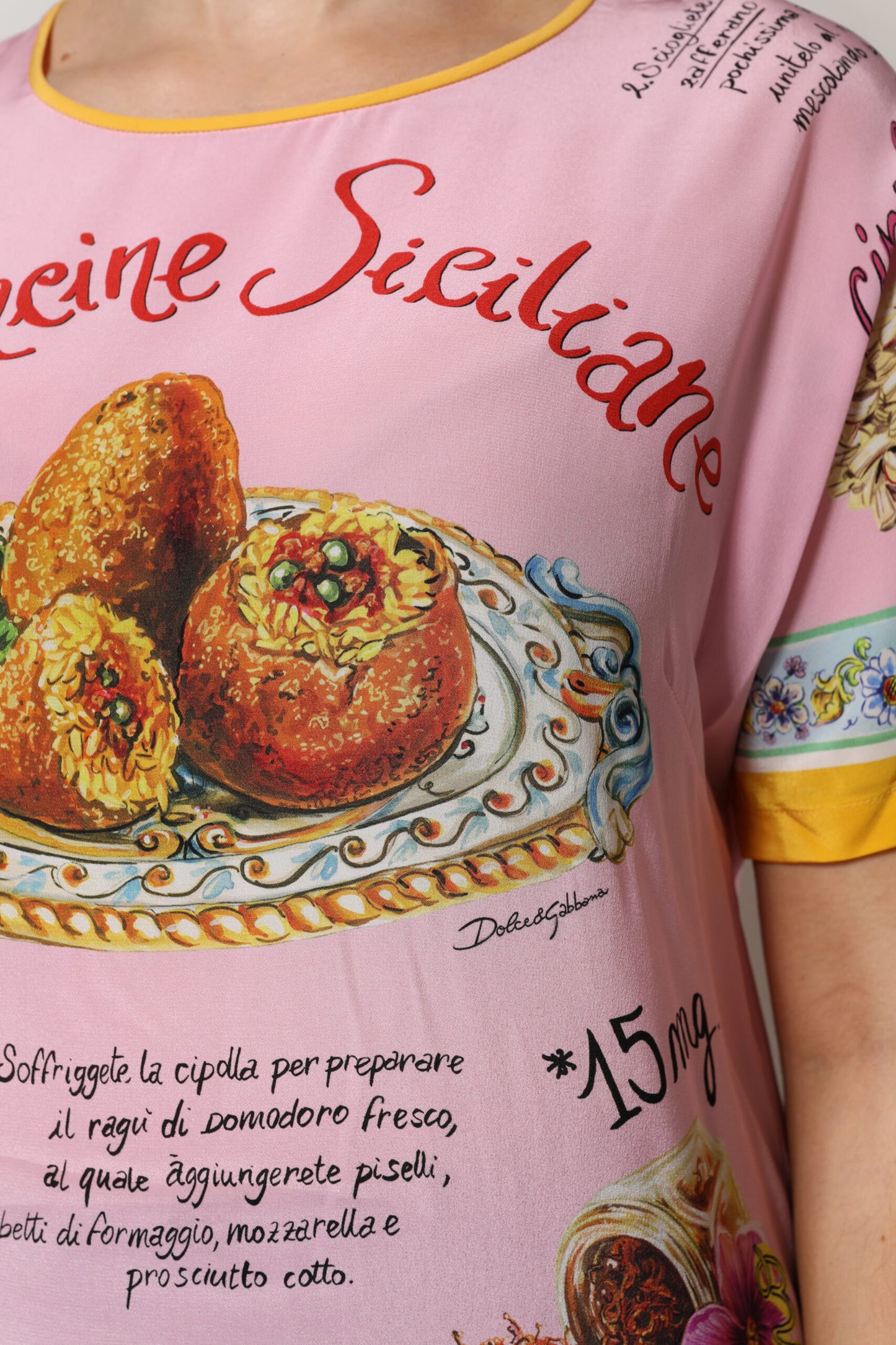Dolce & Gabbana Pink Araneine Siciliana Short Sleeves Top