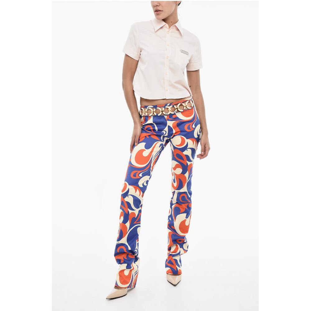 Dsquared² Regular Waist Printed Pants with Cut-Out Details
