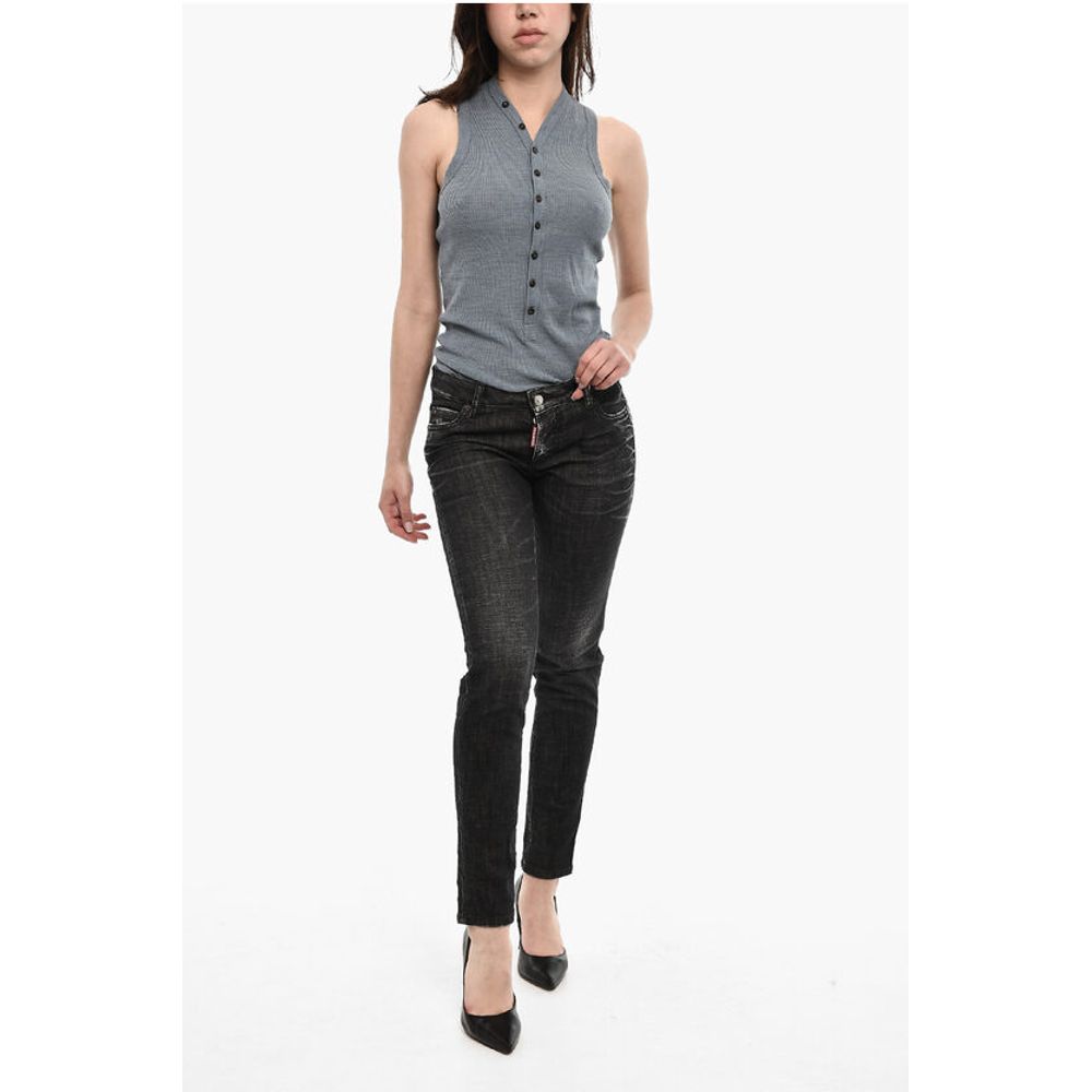 Dsquared² Slim Fit Jeans With Logoed Button