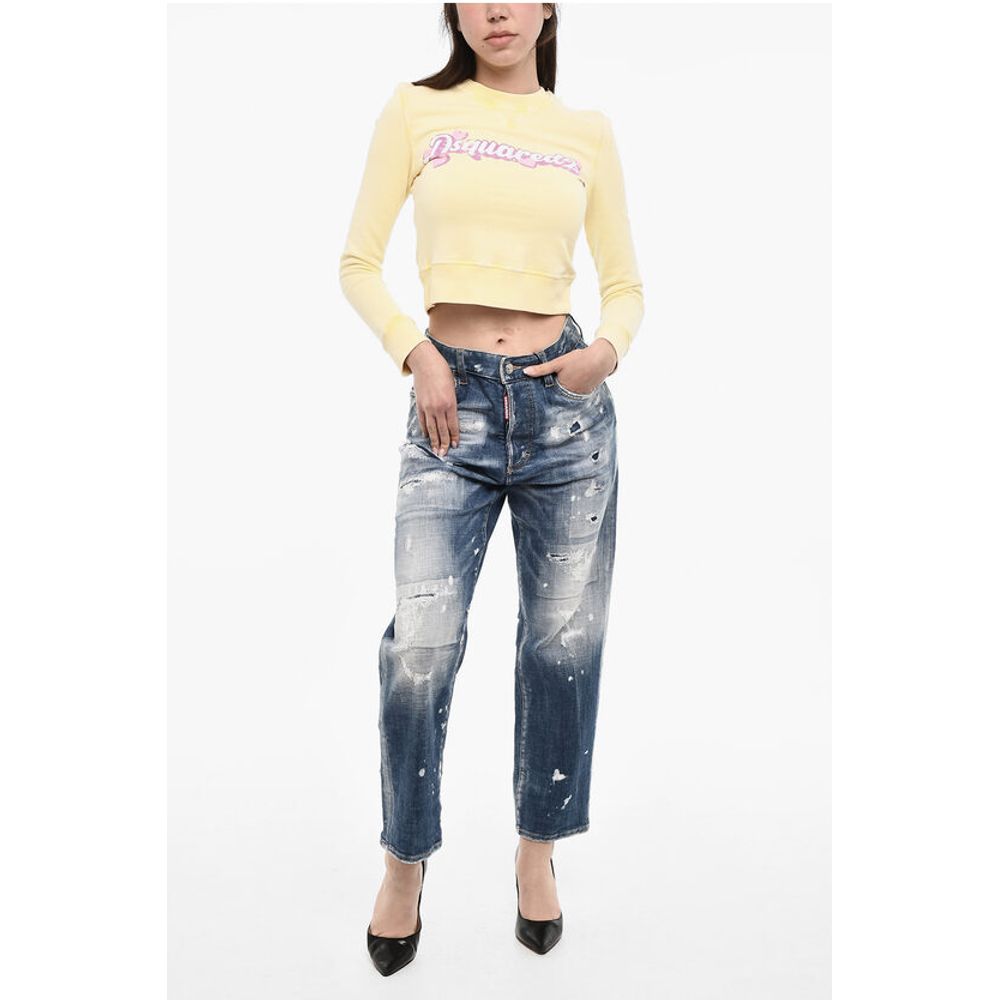 Dsquared² High Waist Distressed Acid Wash Jeans