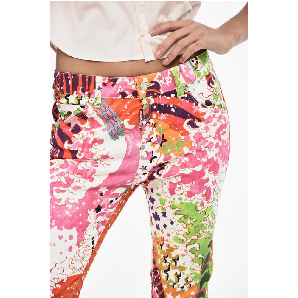 Dsquared² Printed Cotton Twill Pants with 5 Pockets