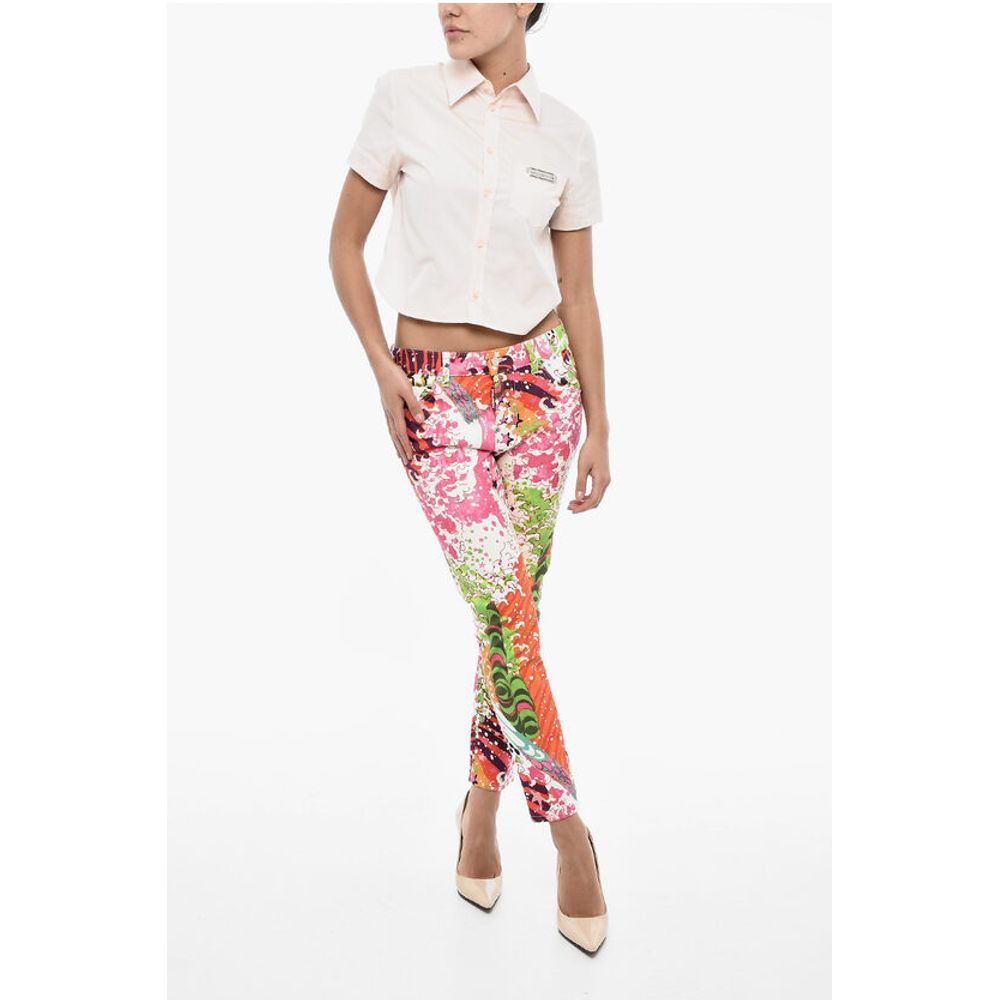 Dsquared² Printed Cotton Twill Pants with 5 Pockets