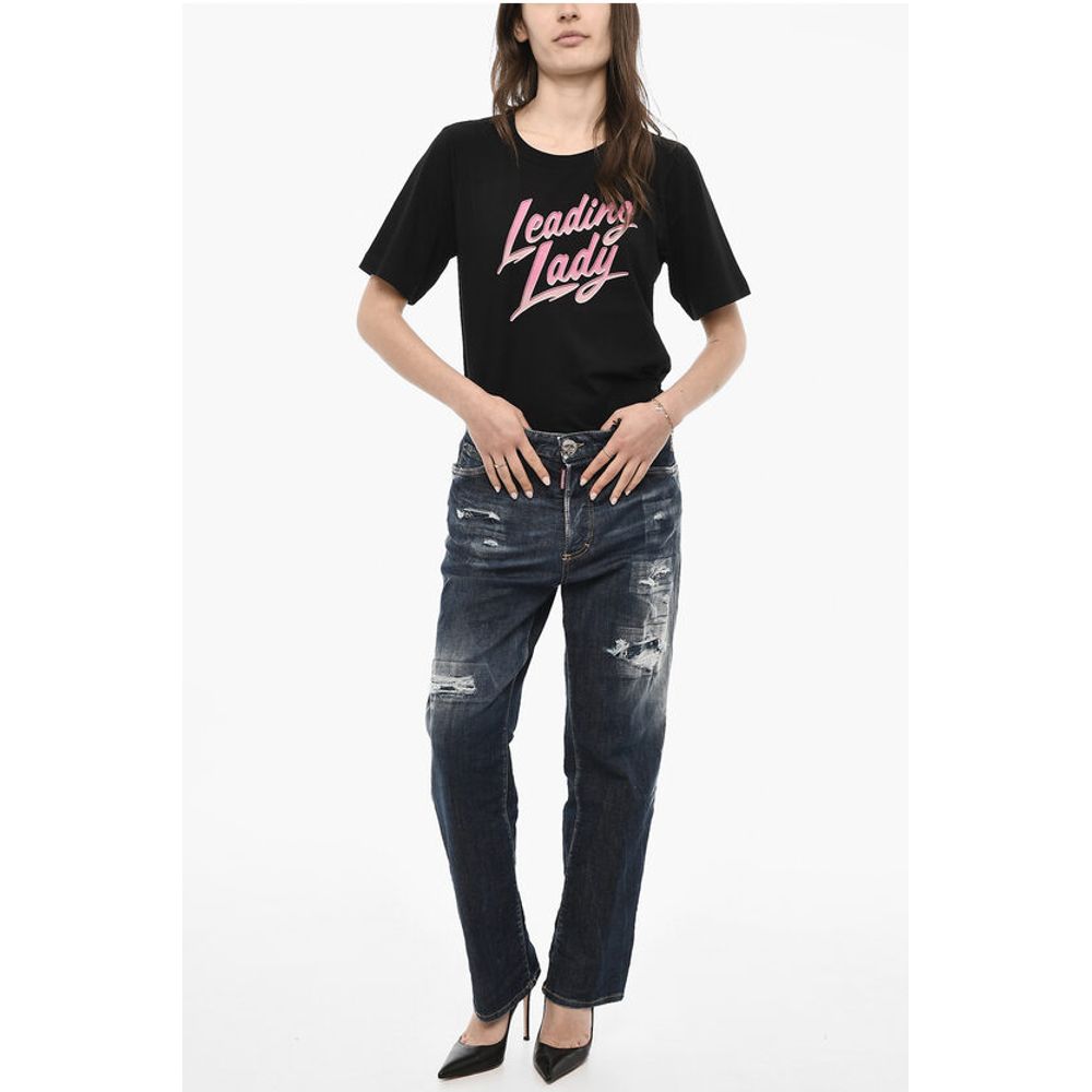 Dsquared² Distressed BOSTON Jeans with Logo Button