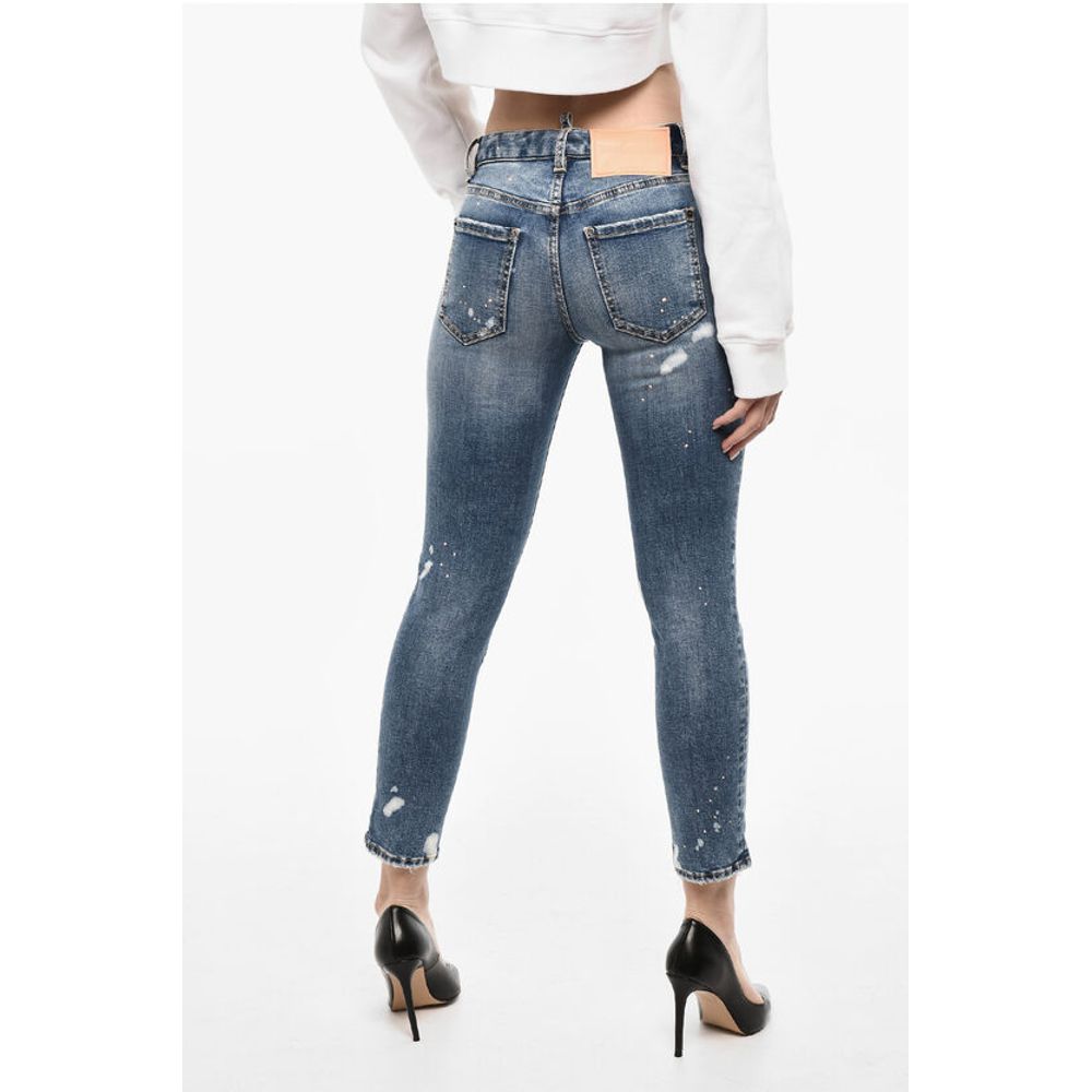 Dsquared² Mid Wasit Splatter Effect Distressed Jeans