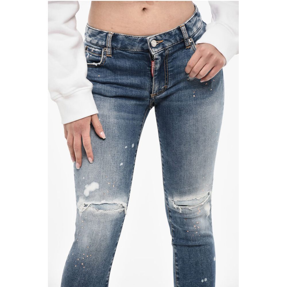 Dsquared² Mid Wasit Splatter Effect Distressed Jeans