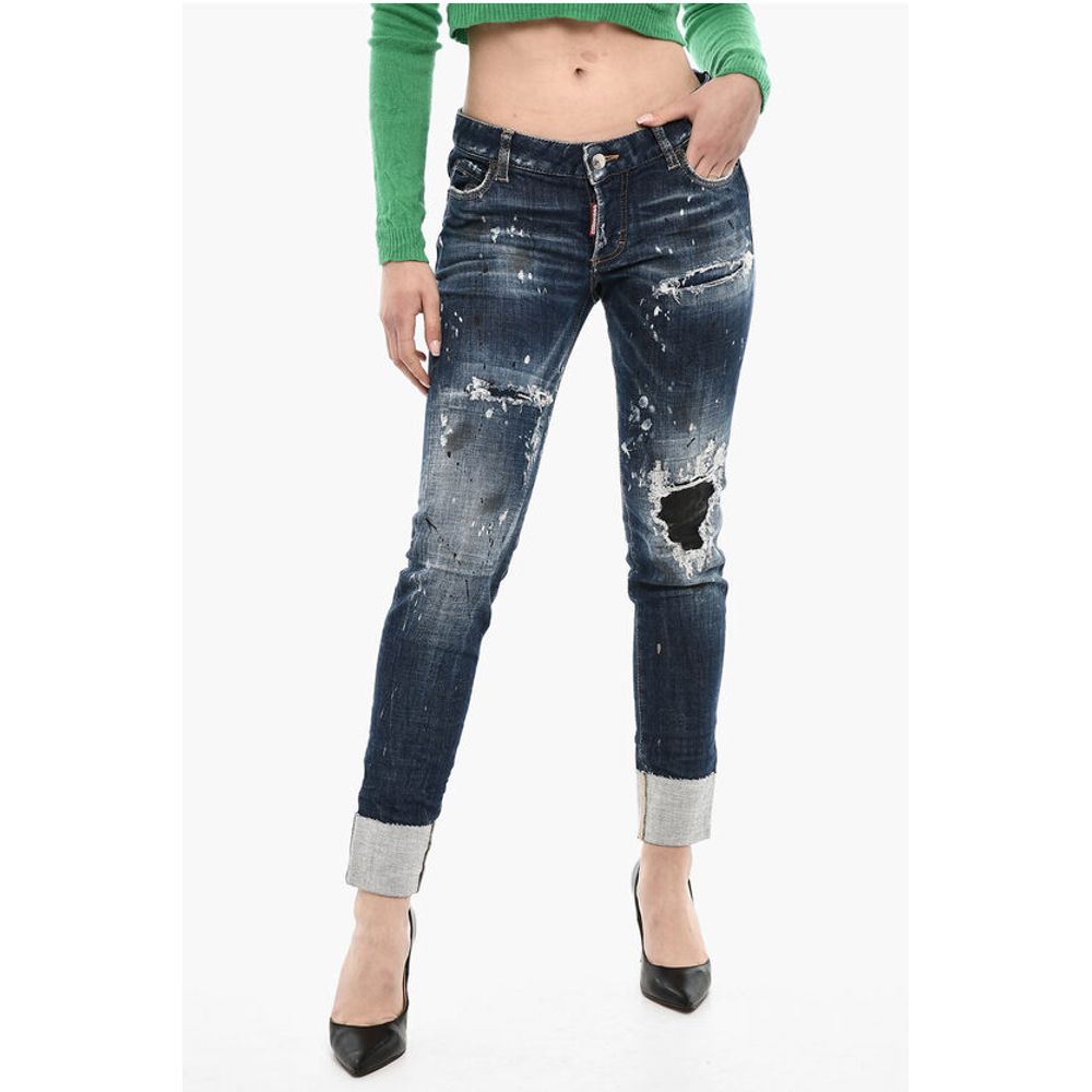 Dsquared² Vintage Effect Regular Jeans with Leather Patch