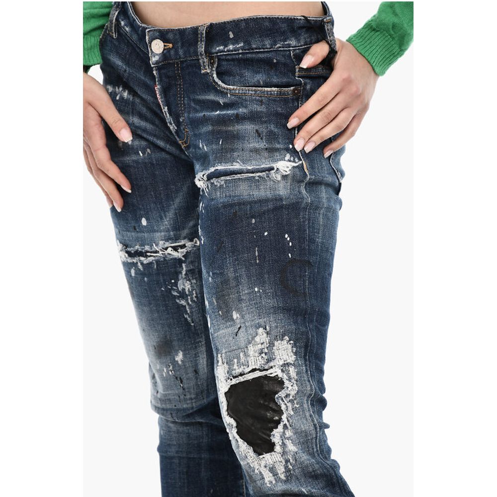 Dsquared² Vintage Effect Regular Jeans with Leather Patch