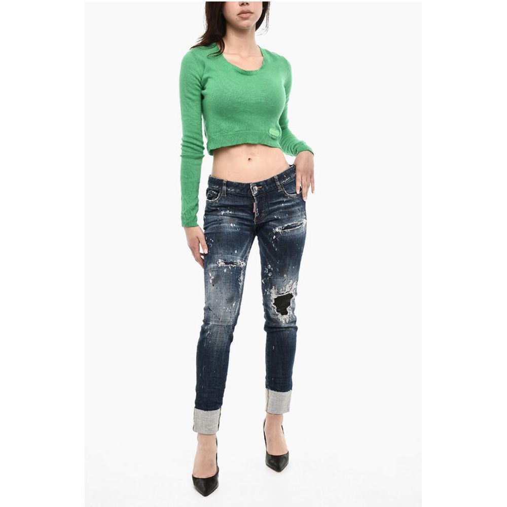 Dsquared² Vintage Effect Regular Jeans with Leather Patch