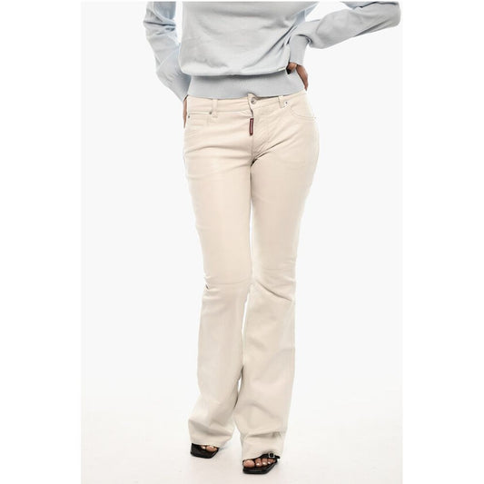 Dsquared² Mid-Waist Boot Cut Leather Pants