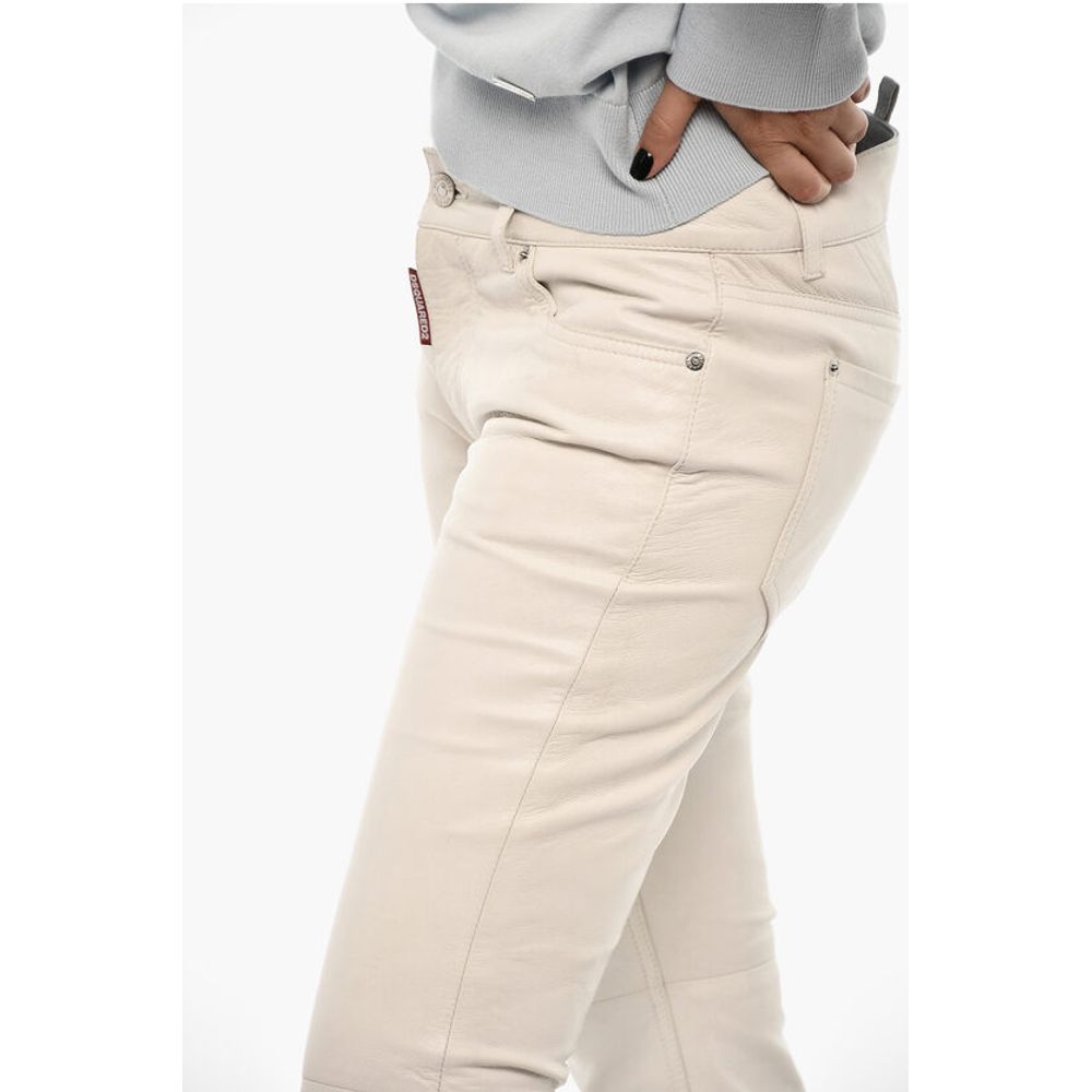 Dsquared² Mid-Waist Boot Cut Leather Pants