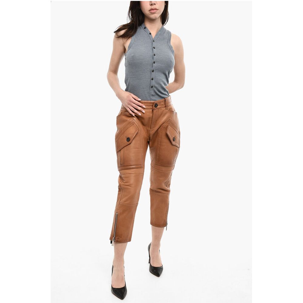 Dsquared² Leather Pants With Side Pockets