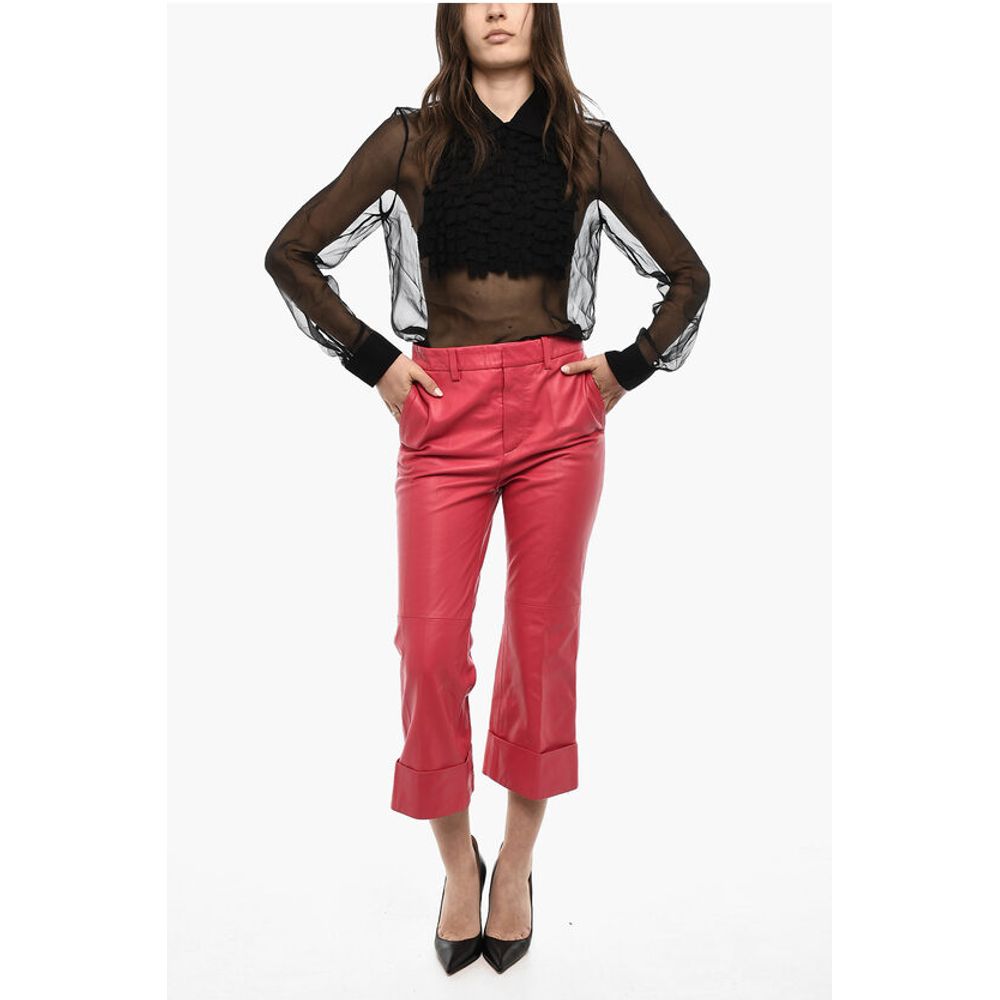 Dsquared² Cuffed Hem Leather Pants