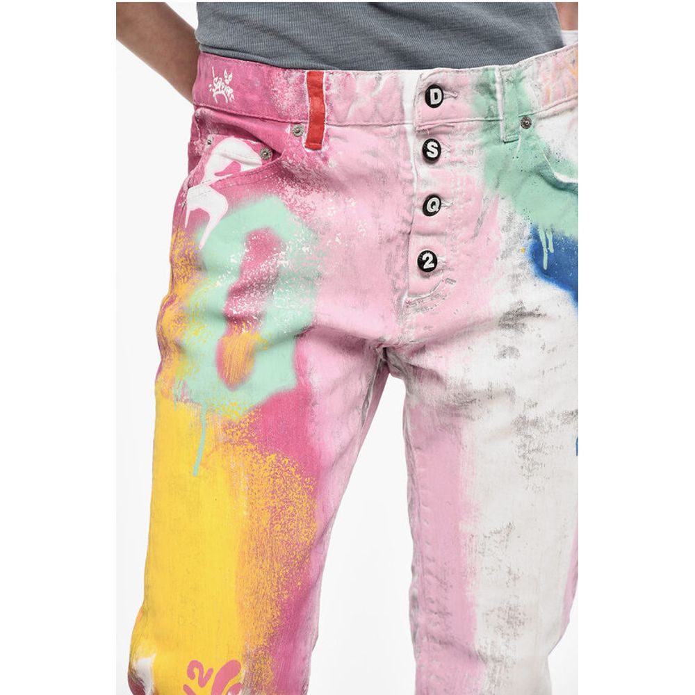 Dsquared² Cropped DAN Jeans Paint Effect