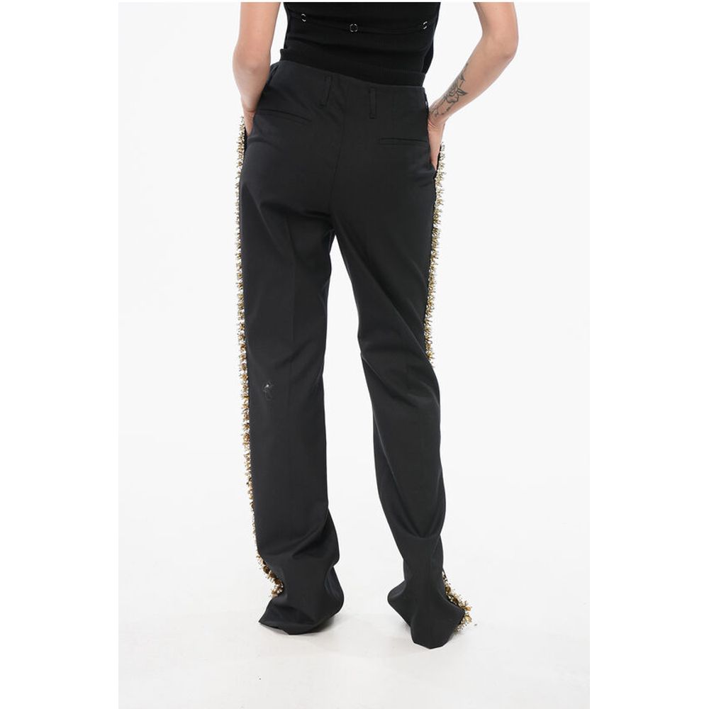 Dries Van Noten Wool PARCHIA Pants with Decorative Application
