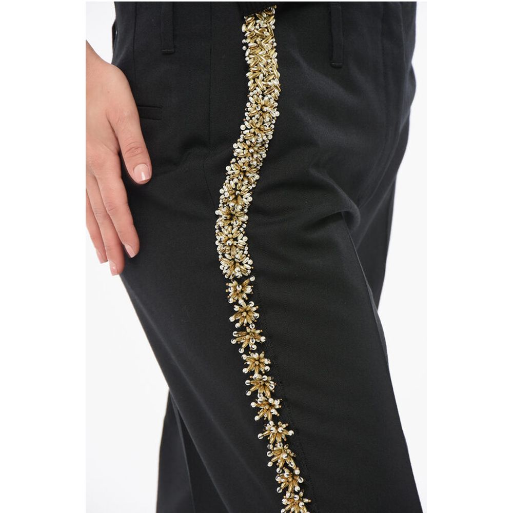 Dries Van Noten Wool PARCHIA Pants with Decorative Application