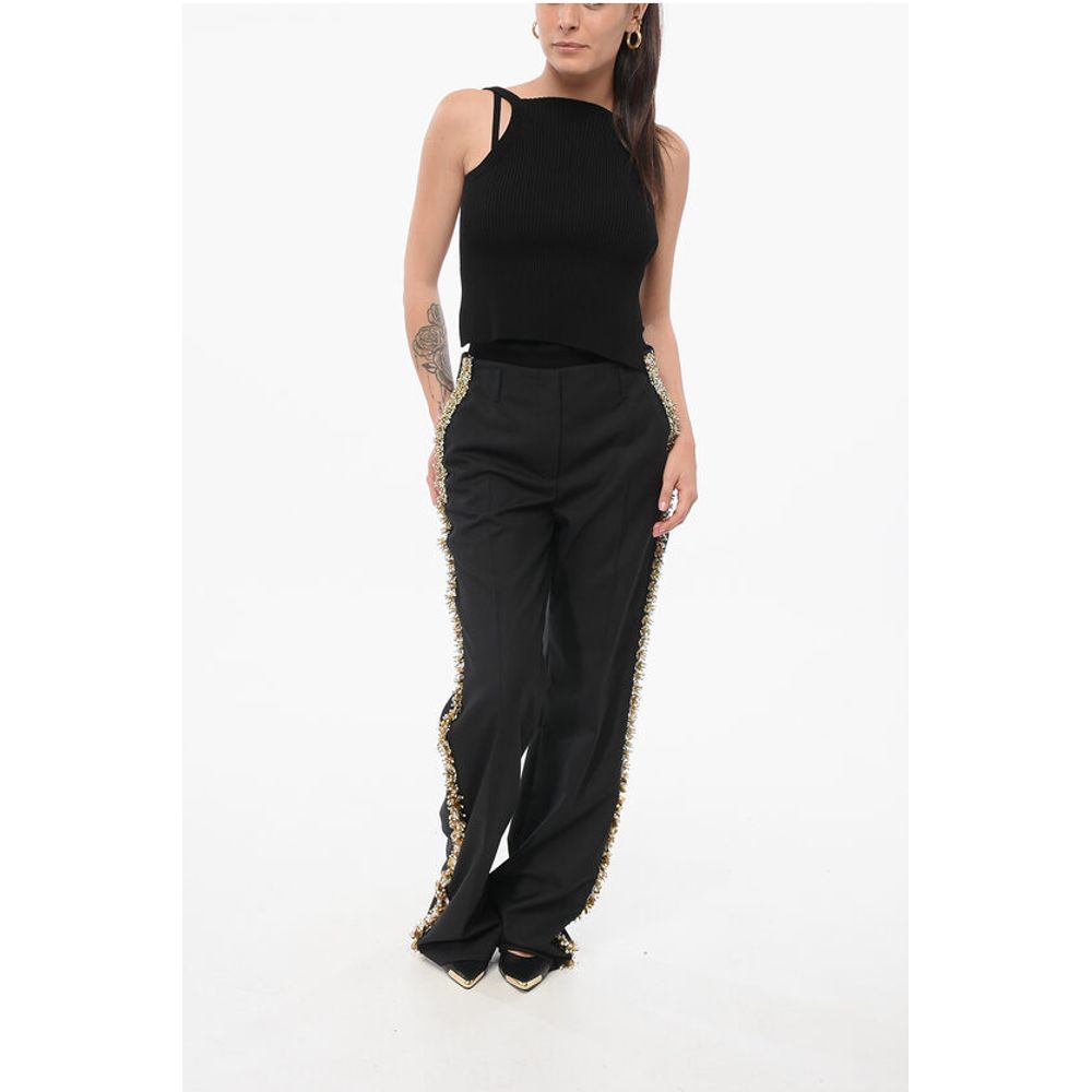 Dries Van Noten Wool PARCHIA Pants with Decorative Application