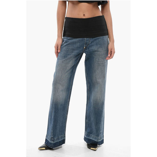 Stella McCartney Mid Washed Straight Fit Denims with Tuxedo Detail 27cm