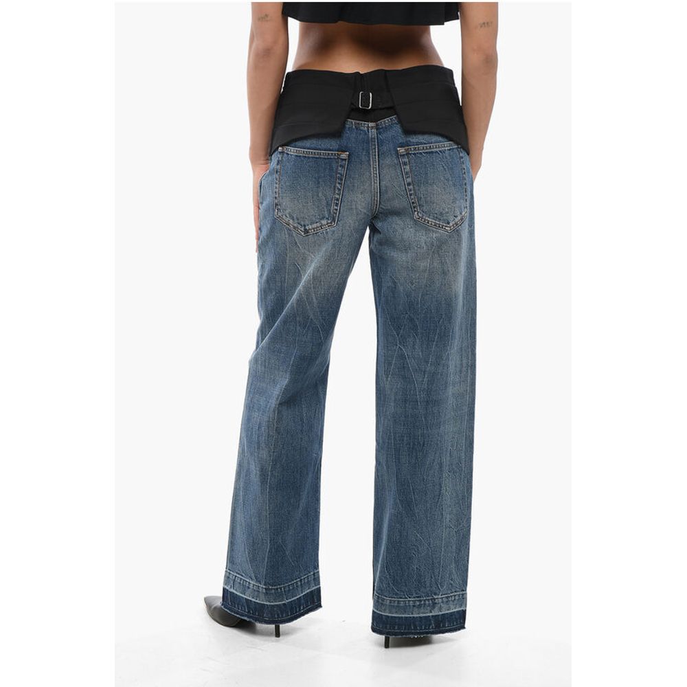 Stella McCartney Mid Washed Straight Fit Denims with Tuxedo Detail 27cm