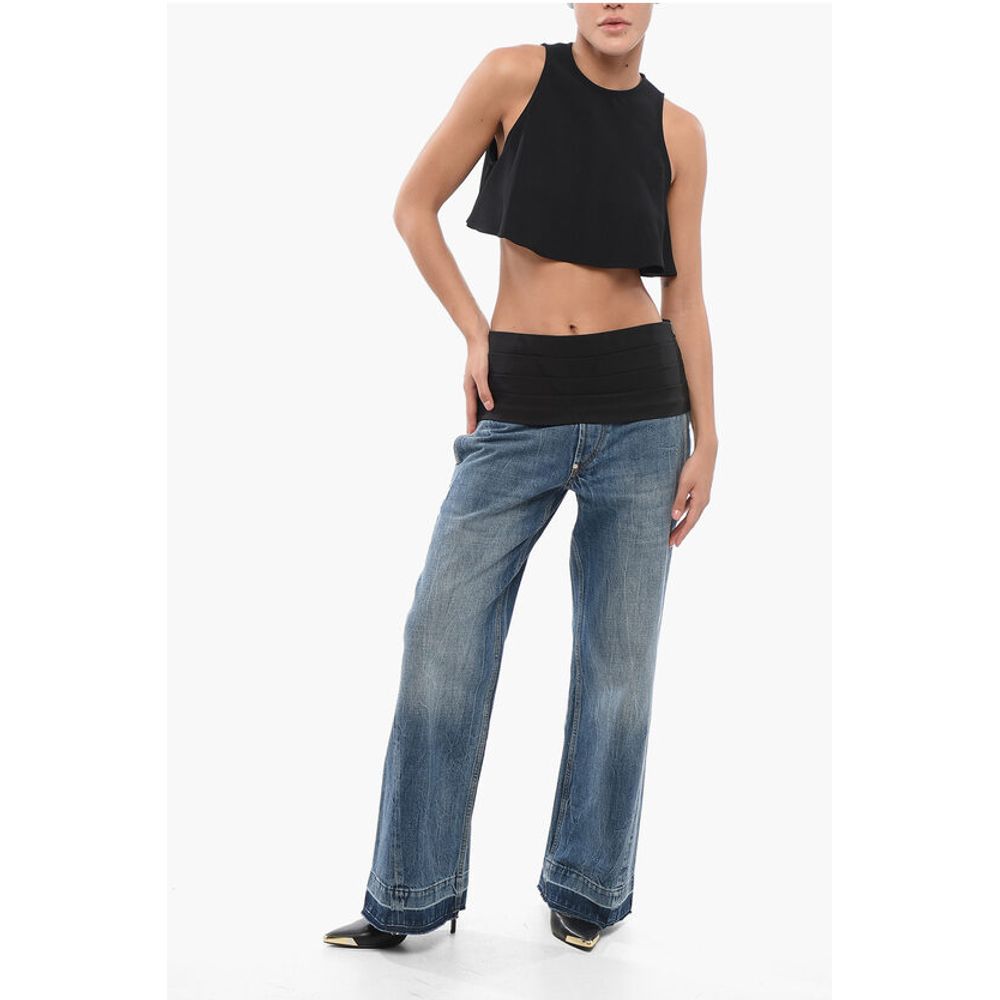 Stella McCartney Mid Washed Straight Fit Denims with Tuxedo Detail 27cm