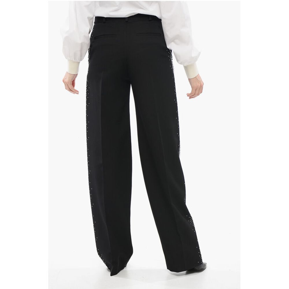 The Attico Jagger Wide-leg Pants with Rhinestones