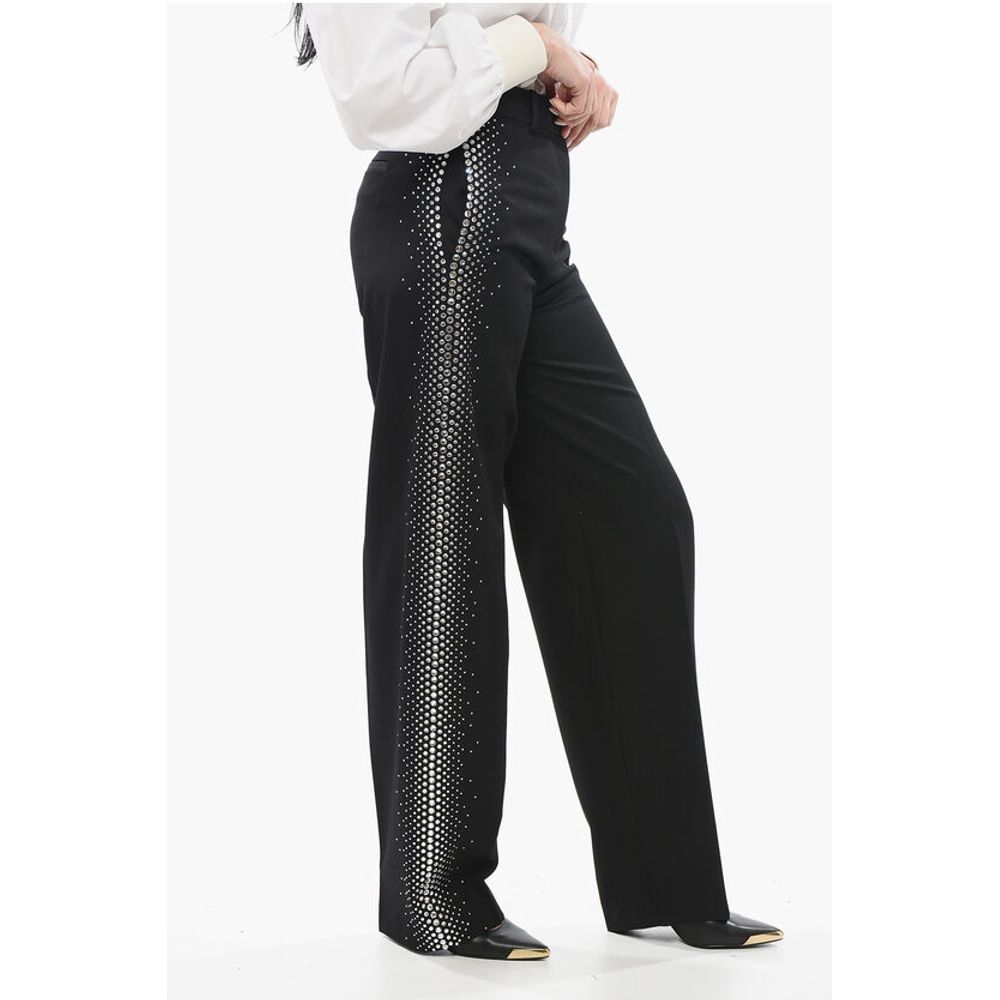 The Attico Jagger Wide-leg Pants with Rhinestones