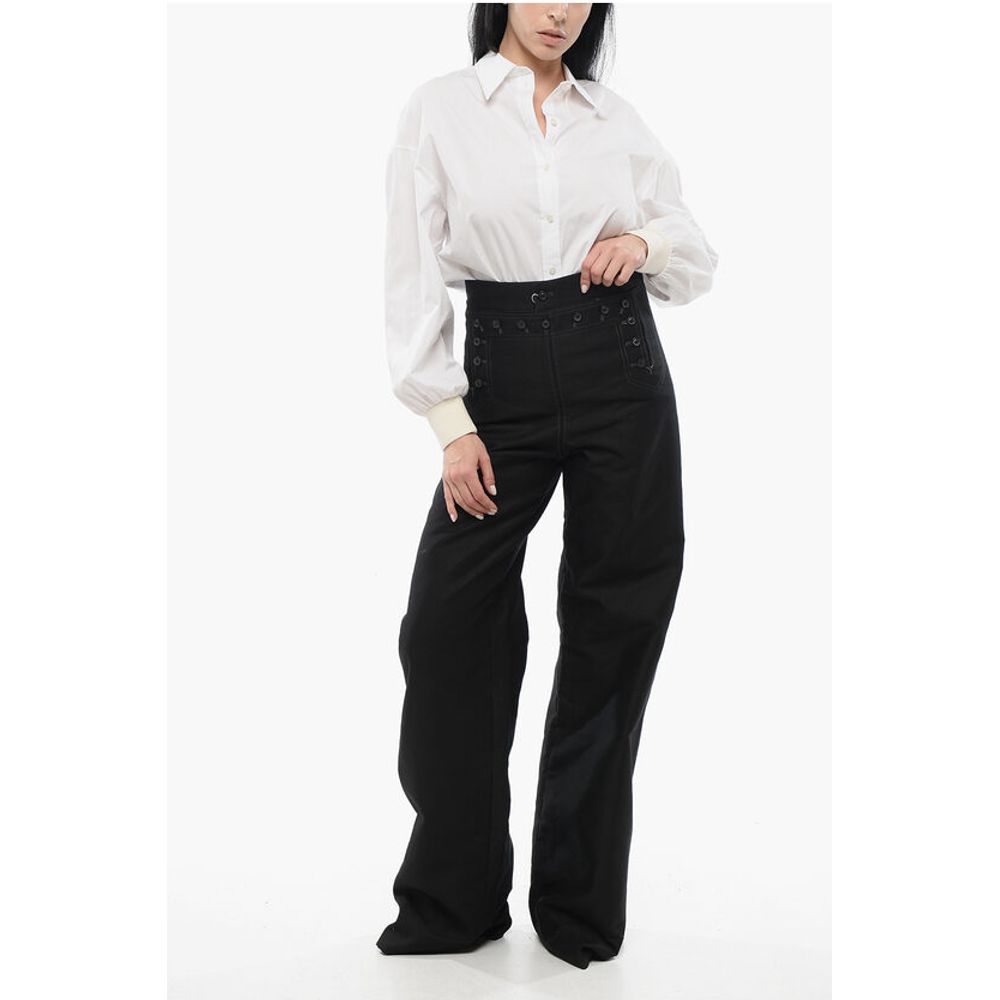 Maison Margiela MM5 Satin Cotton Pants with Buttons