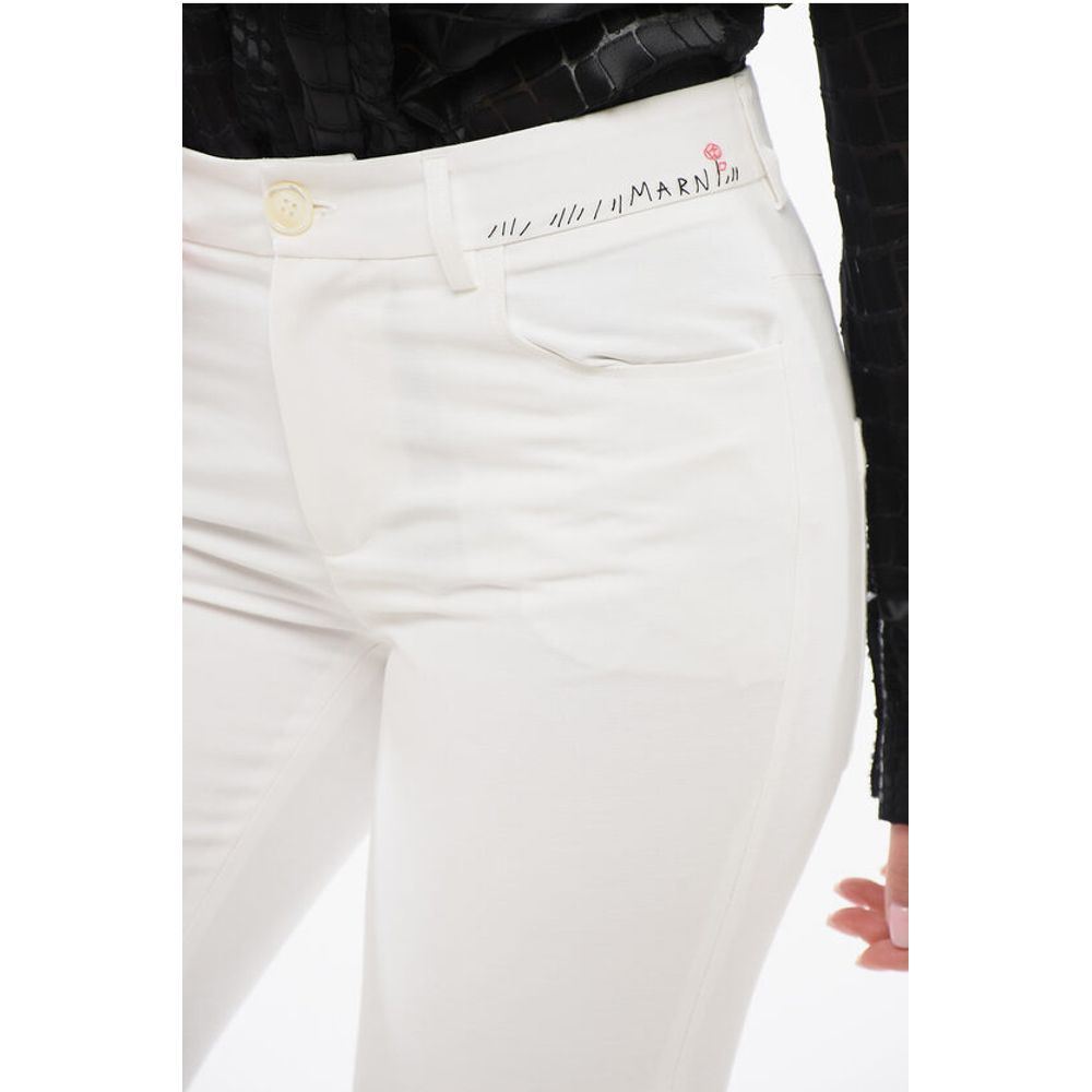 Marni Flared Cropped Pants with Embroidered Logo