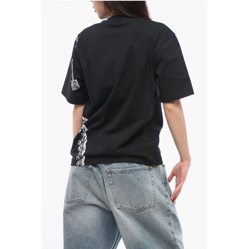 Burberry Crew Neck CHAINED Cotton T-Shirt with Print