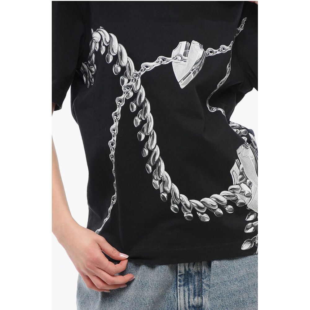 Burberry Crew Neck CHAINED Cotton T-Shirt with Print