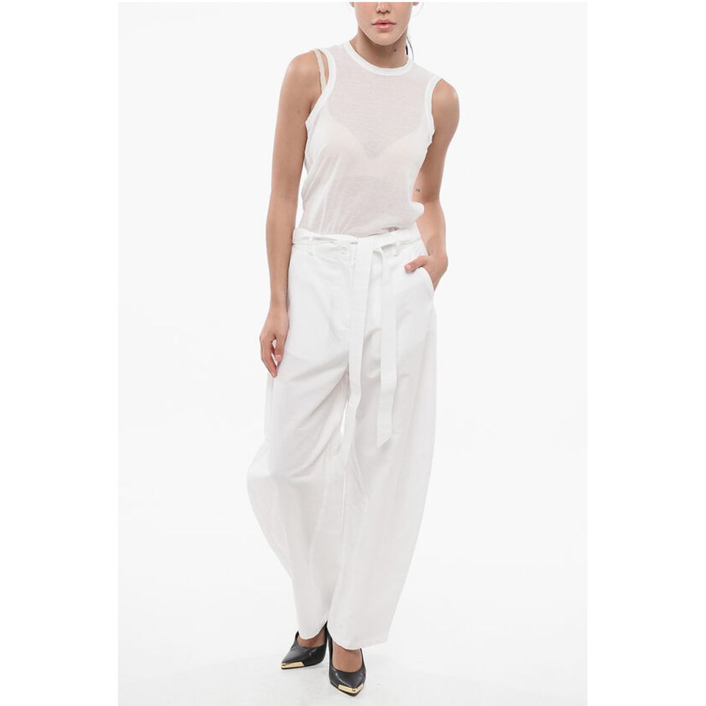 PINKO High-Waisted Cotton and Linen PIANISTA Pants