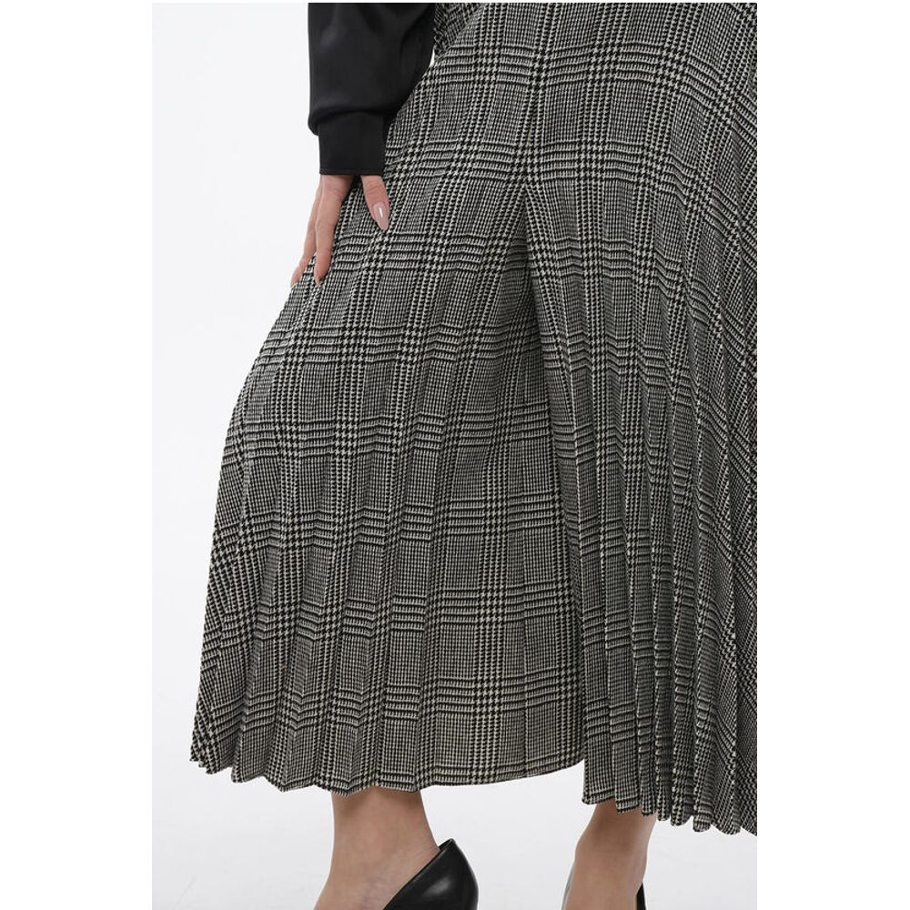 Dior Accordion Wool Blend Gaucho Pants with District Check Patter