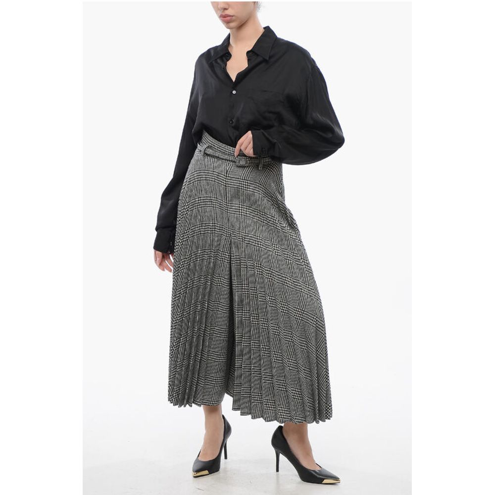 Dior Accordion Wool Blend Gaucho Pants with District Check Patter