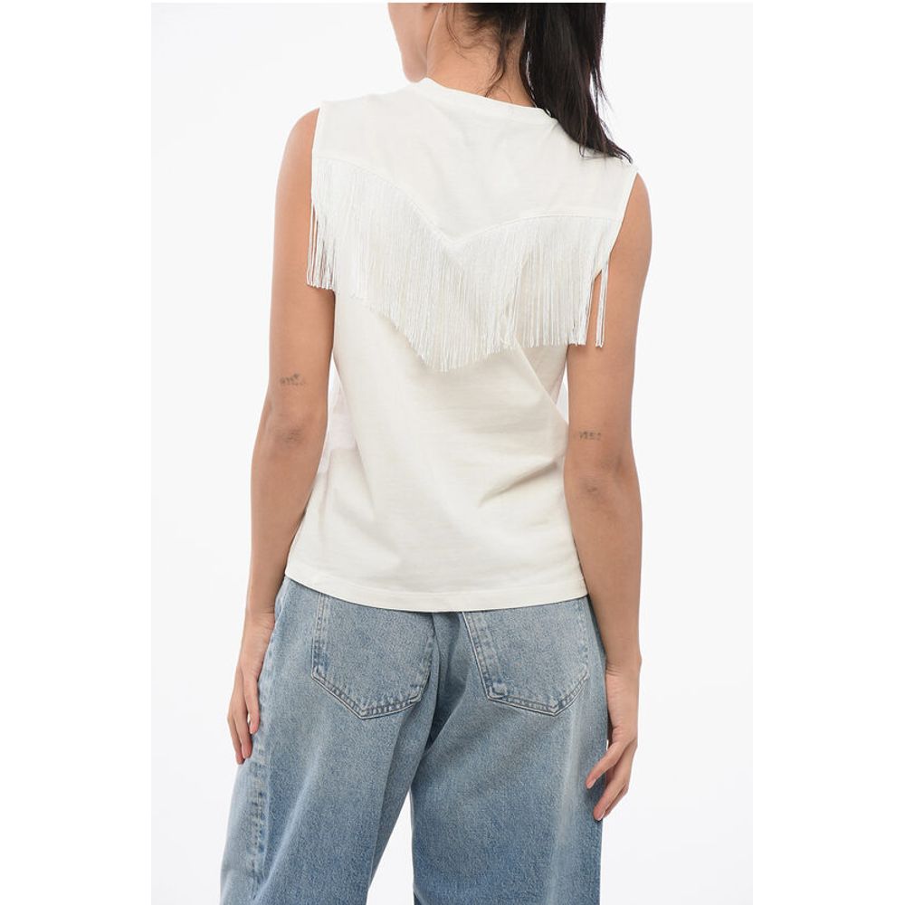 PINKO Cotton TWILIGHT Top with Fringes