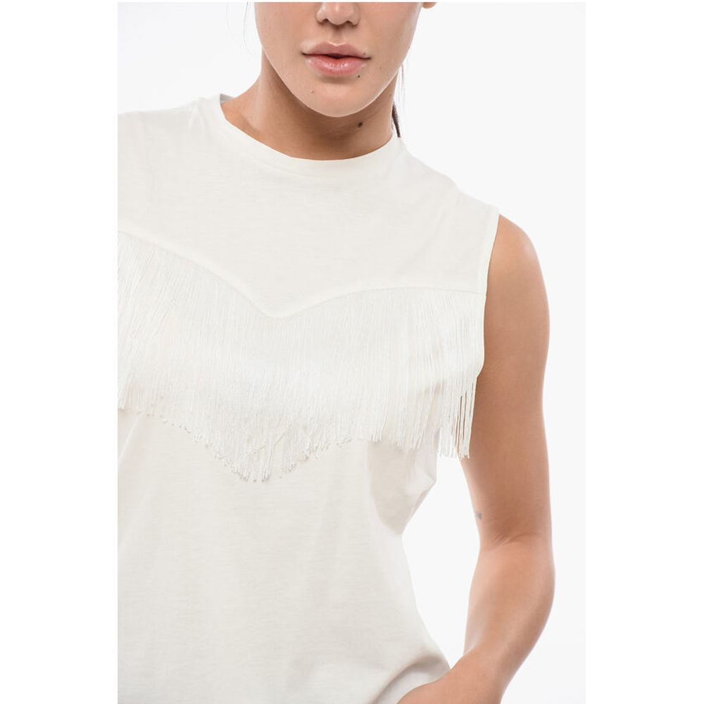 PINKO Cotton TWILIGHT Top with Fringes