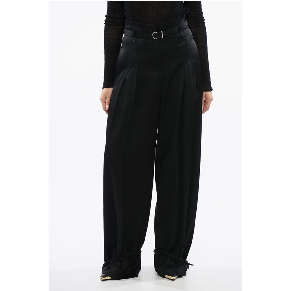 Jil Sander Satin Pants with Lace-up Hems