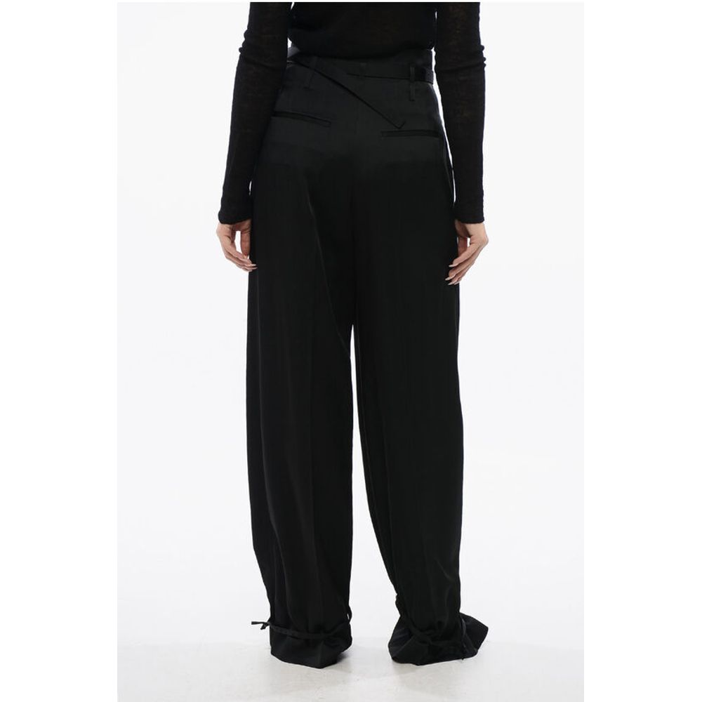 Jil Sander Satin Pants with Lace-up Hems