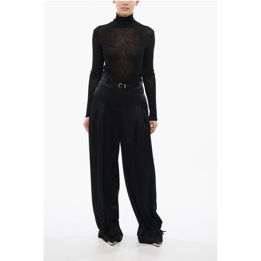 Jil Sander Satin Pants with Lace-up Hems